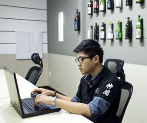 working at office